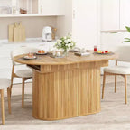 Table à manger extensible moderne avec piètement central rayé