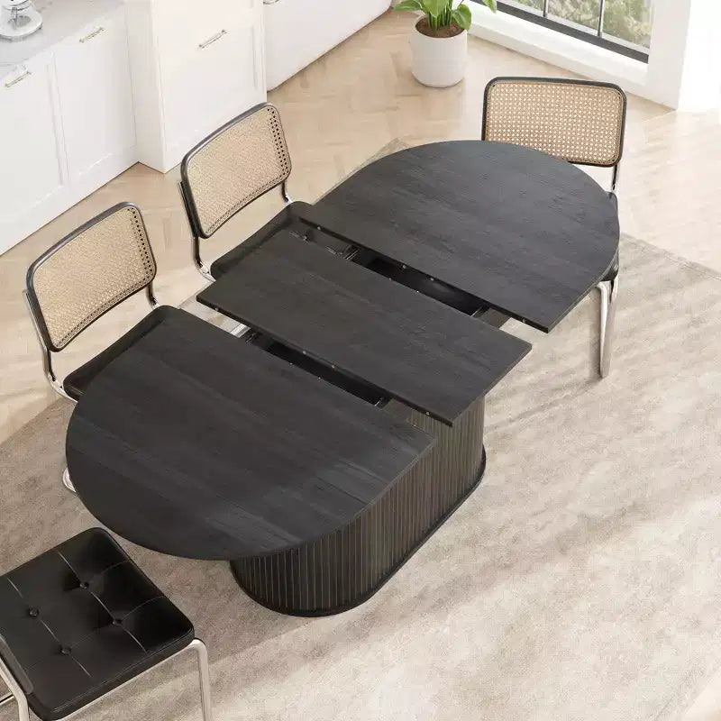 Aditi Modern 55.11 - 70.86 Extendable Dining Table with Striped Pedestal Base
