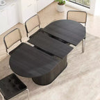 Table à manger extensible moderne avec piètement central rayé