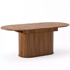 Table à manger extensible moderne avec piètement central rayé