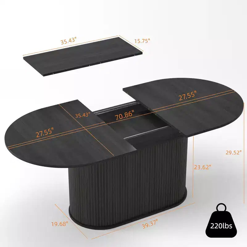 Aditi Modern 55.11 - 70.86 Extendable Dining Table with Striped Pedestal Base