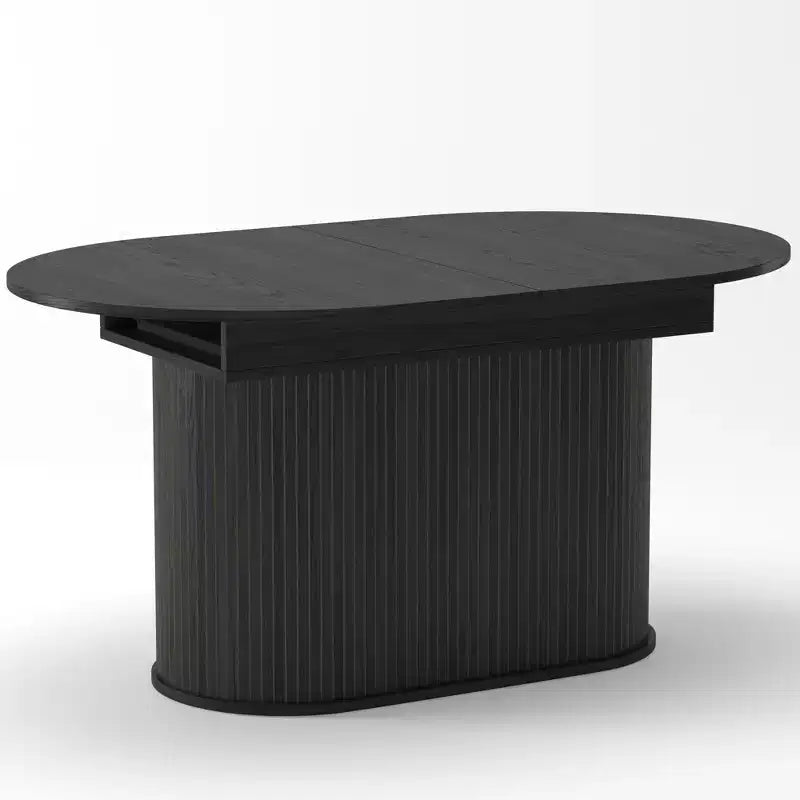 Aditi Modern 55.11 - 70.86 Extendable Dining Table with Striped Pedestal Base