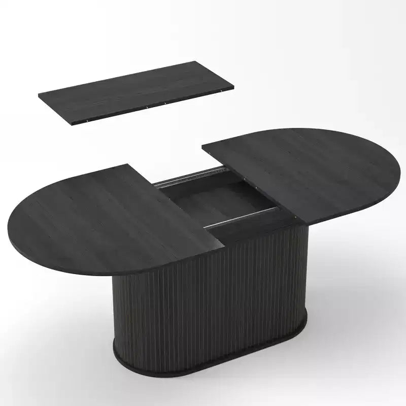 Aditi Modern 55.11 - 70.86 Extendable Dining Table with Striped Pedestal Base