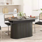 Table à manger extensible moderne avec piètement central rayé