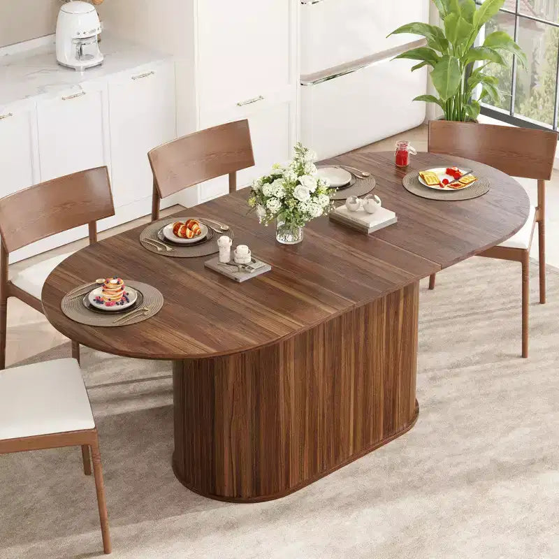 Aditi Modern 55.11 - 70.86 Extendable Dining Table with Striped Pedestal Base