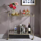 Meuble bar roulant Miroir antique/Laiton filaire