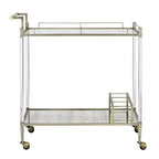 Meuble bar roulant Miroir antique/Laiton filaire