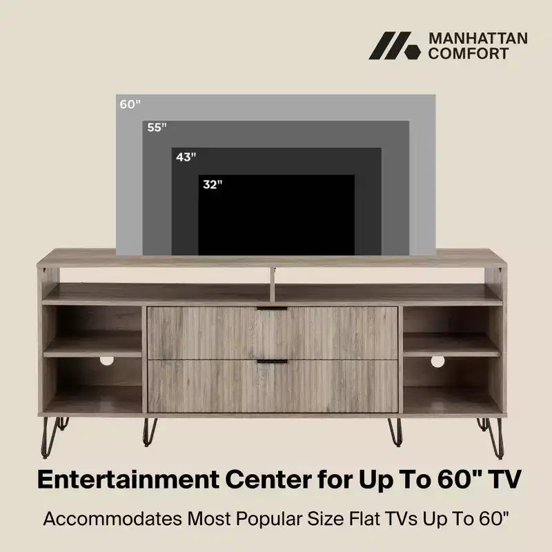Manhattan Comfort 63" Dumbo TV Stand for TVs up to 60" Rustic Gray