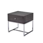 Acme Furniture Iban Accent Table Gray Oak/Chrome Finish