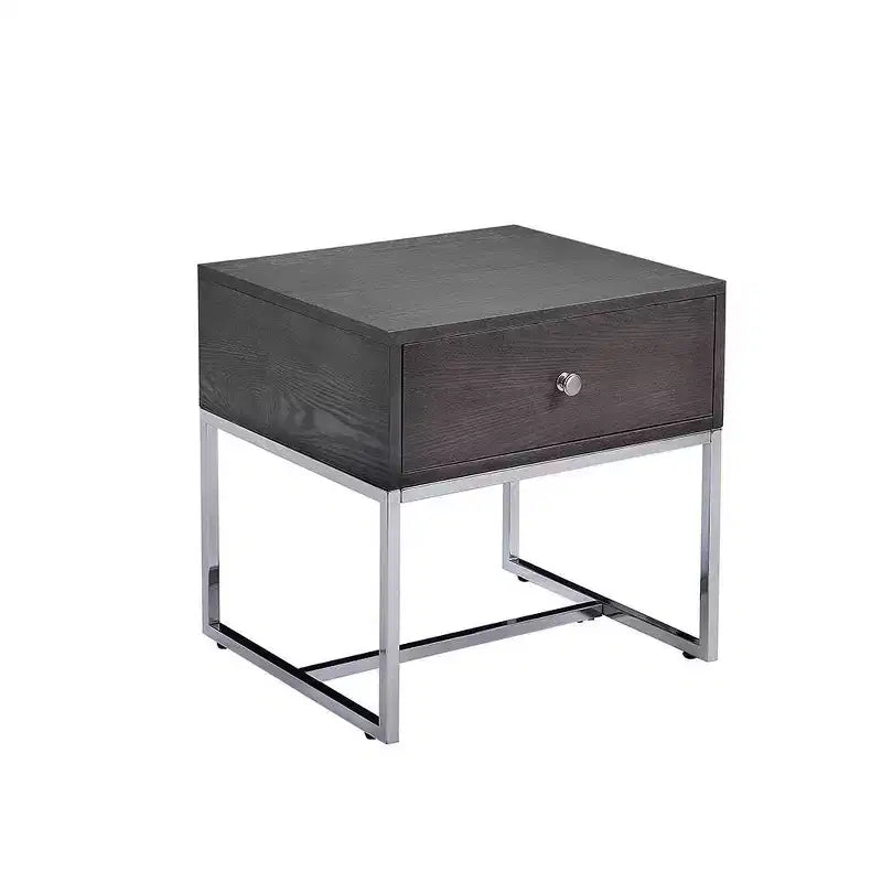 Acme Furniture Iban Accent Table Gray Oak/Chrome Finish