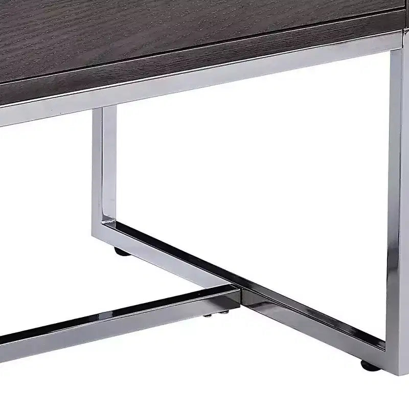 Acme Furniture Iban Accent Table Gray Oak/Chrome Finish