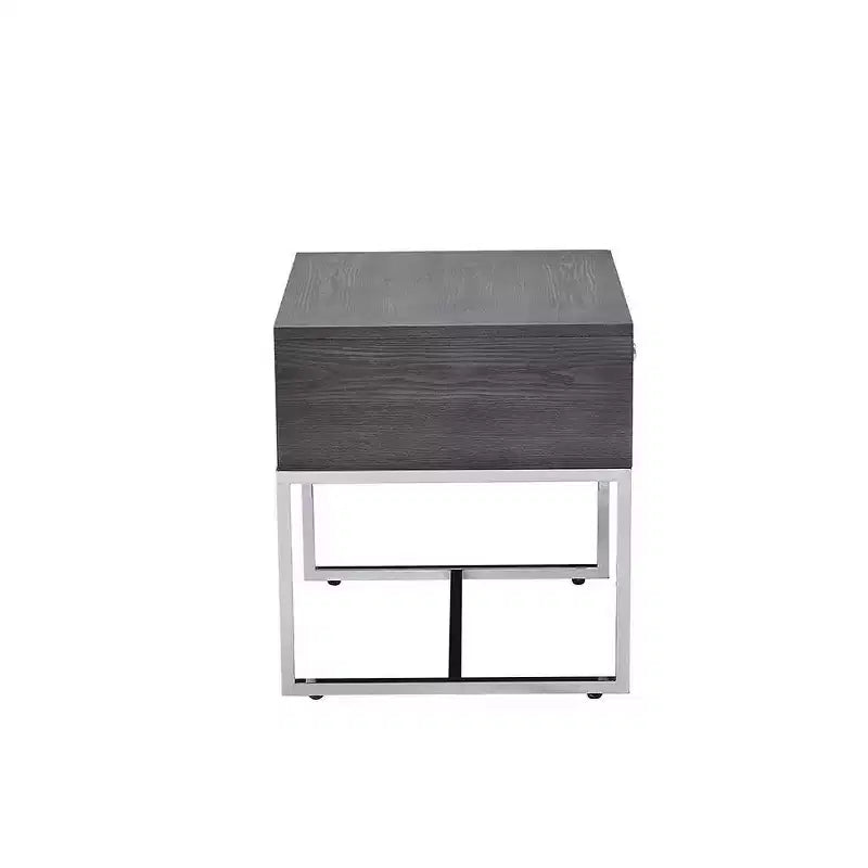 Acme Furniture Iban Accent Table Gray Oak/Chrome Finish