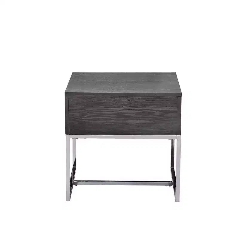 Acme Furniture Iban Accent Table Gray Oak/Chrome Finish