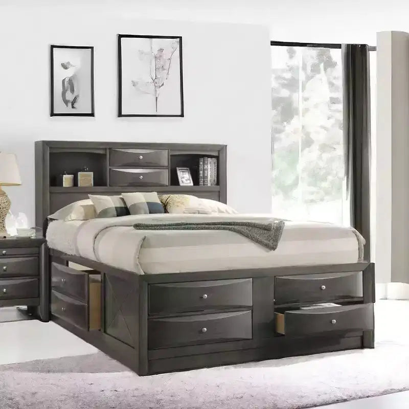 Acme Furniture 91" Queen Ireland Bed Gray Oak Finish