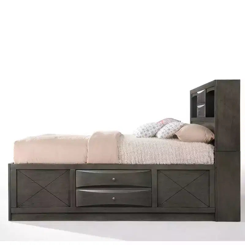 Acme Furniture 91" Queen Ireland Bed Gray Oak Finish