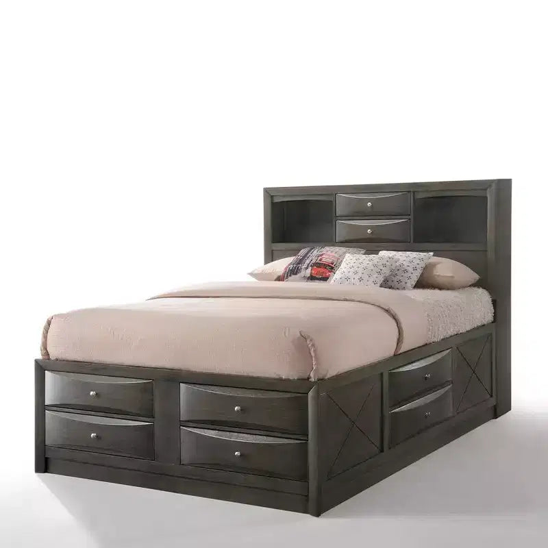Acme Furniture 91" Queen Ireland Bed Gray Oak Finish