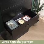 Commode haute à 5 tiroirs pour chambre à coucher 125,4 cm, en MDF, finition noire