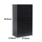 Commode haute à 5 tiroirs pour chambre à coucher 125,4 cm, en MDF, finition noire