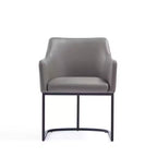 Chaise de salle à manger moderne capitonnée en similicuir avec accoudoirs