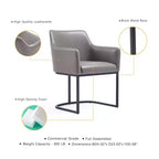 Chaise de salle à manger moderne capitonnée en similicuir avec accoudoirs