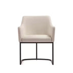 Chaise de salle à manger moderne capitonnée en similicuir avec accoudoirs