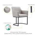 Chaise de salle à manger moderne capitonnée en similicuir avec accoudoirs