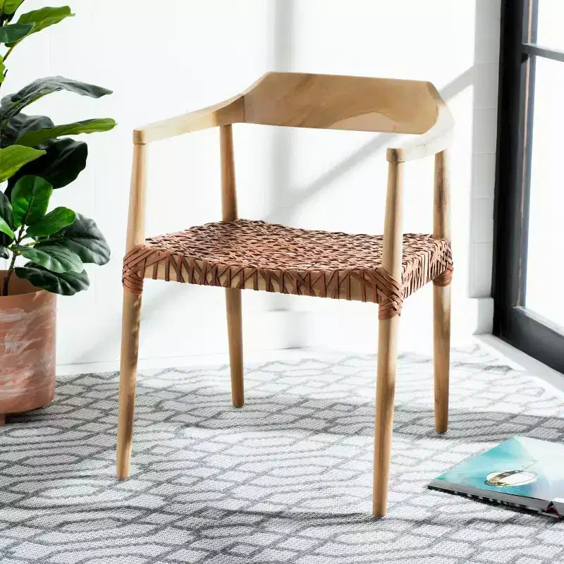 Munro Leather Woven Accent Chair - ACH1005 - Safavieh
