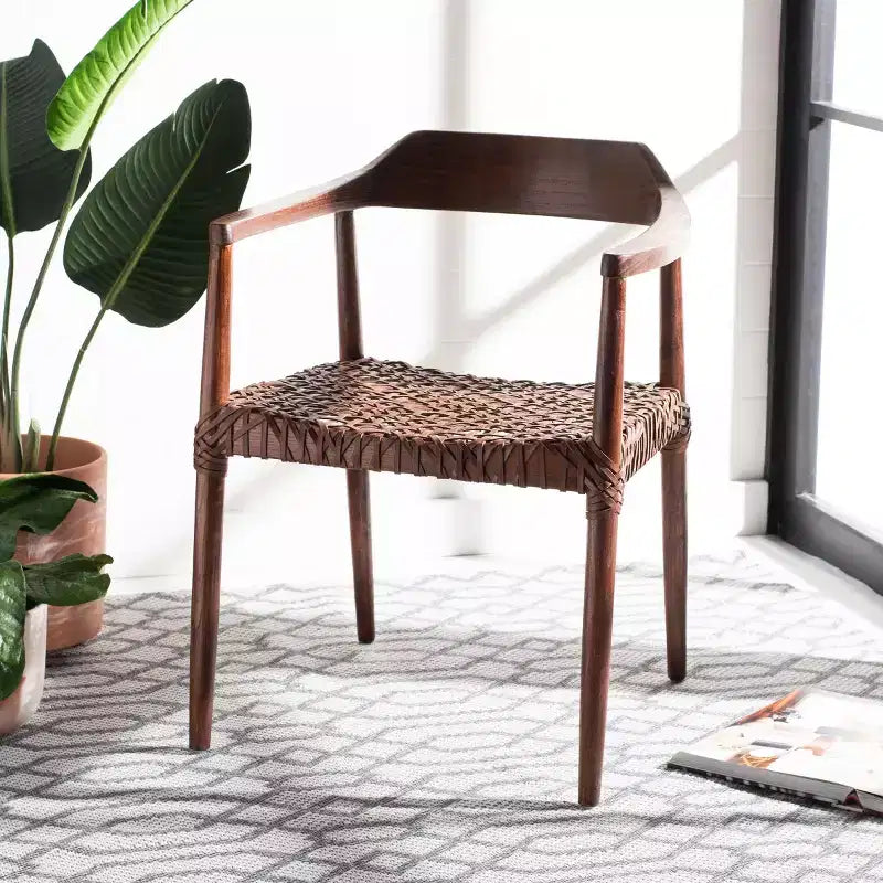 Munro Leather Woven Accent Chair - ACH1005 - Safavieh