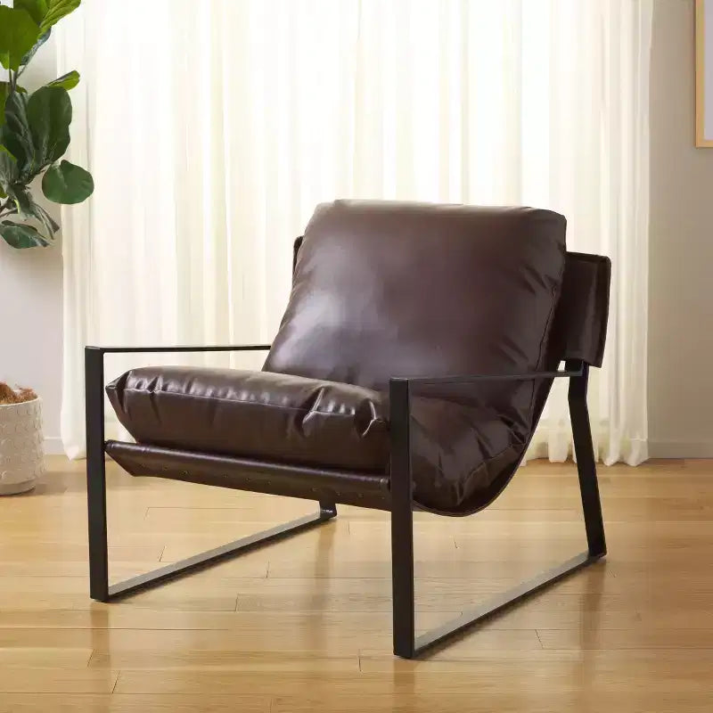 Popham Pillow Top Accent Chair - ACH4520 - Dark Brown/Black - Safavieh