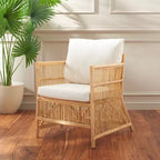 Fauteuil d'appoint avec coussin blanc/naturel