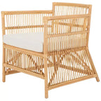 Fauteuil d'appoint avec coussin blanc/naturel
