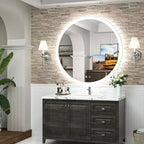 Miroir mural de salle de bain LED rond avec éclairage frontal, 3 températures de couleur réglables, anti-buée