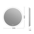 Miroir mural de salle de bain LED rond avec éclairage frontal, 3 températures de couleur réglables, anti-buée