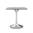 LeisureMod Verve 27 Square Dining Table - Modern Resin Top with Brushed Chrome Pedestal Base Accent Side Table for Contemporary Kitchen and Home