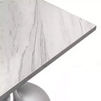 Table à manger carrée de 27 pouces - Plateau moderne en résine avec pied piédestal en chrome brossé Table d'appoint pour cuisine et intérieur contemporains