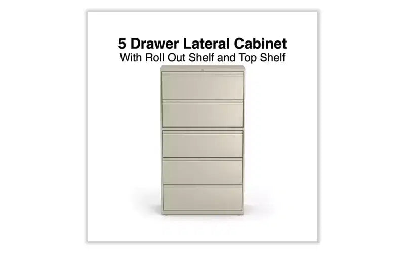 Alera Lateral File, 5 Legal/Letter/A4/A5-Size File Drawers, Putty, 36 x 18.63 x 67.63