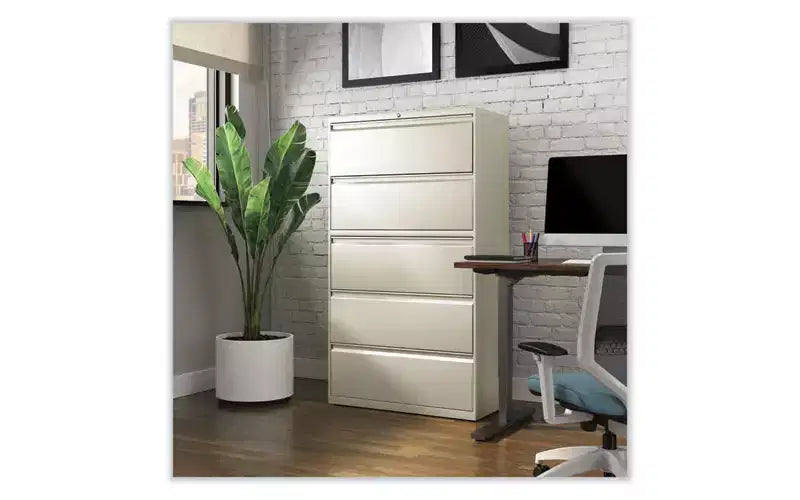Alera Lateral File, 5 Legal/Letter/A4/A5-Size File Drawers, Putty, 36 x 18.63 x 67.63