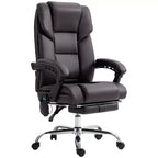 Fauteuil de bureau massant avec 6 points de vibration, fauteuil d'ordinateur inclinable en cuir PU chauffant lombaire avec hauteur réglable, repose-pieds