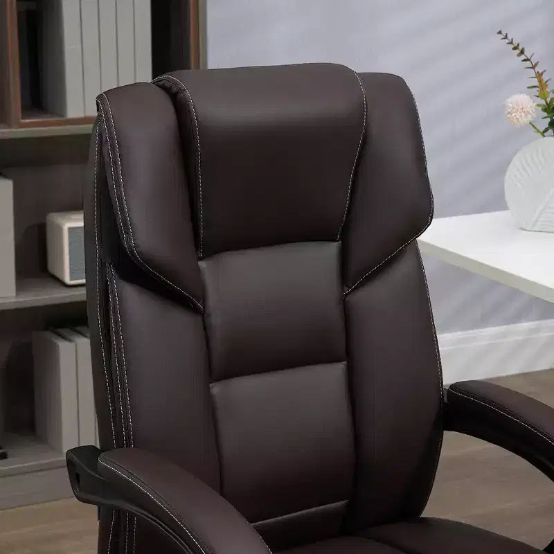 Vinsetto Massage Office Chair with 6 Vibration Points, Lumbar Heated PU Leather Reclining Computer Chair with Adjustable Height, Footrest
