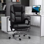 Fauteuil de bureau massant avec 6 points de vibration, fauteuil d'ordinateur inclinable en cuir PU chauffant lombaire avec hauteur réglable, repose-pieds