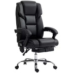 Fauteuil de bureau massant avec 6 points de vibration, fauteuil d'ordinateur inclinable en cuir PU chauffant lombaire avec hauteur réglable, repose-pieds