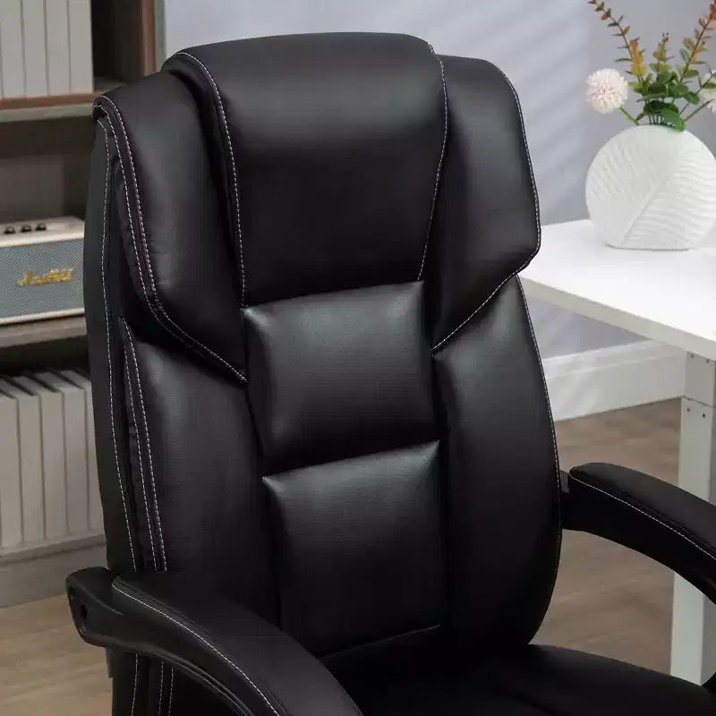 Vinsetto Massage Office Chair with 6 Vibration Points, Lumbar Heated PU Leather Reclining Computer Chair with Adjustable Height, Footrest