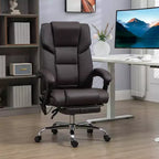Fauteuil de bureau massant avec 6 points de vibration, fauteuil d'ordinateur inclinable en cuir PU chauffant lombaire avec hauteur réglable, repose-pieds