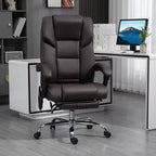 Fauteuil de bureau massant avec 6 points de vibration, fauteuil d'ordinateur inclinable en cuir PU chauffant lombaire avec hauteur réglable, repose-pieds