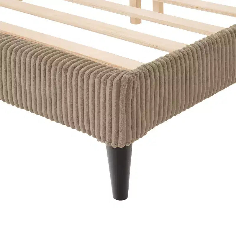 Beckman Queen Platform Bed Corduroy Upholstered with Removable Cover