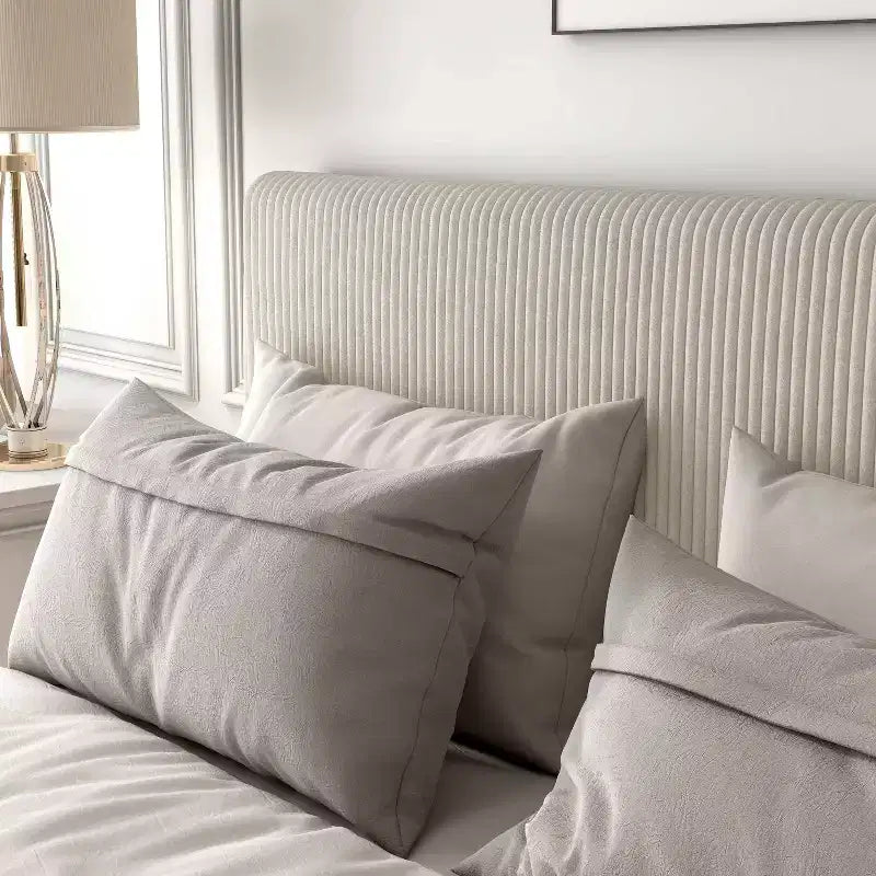 Beckman Queen Platform Bed Corduroy Upholstered with Removable Cover