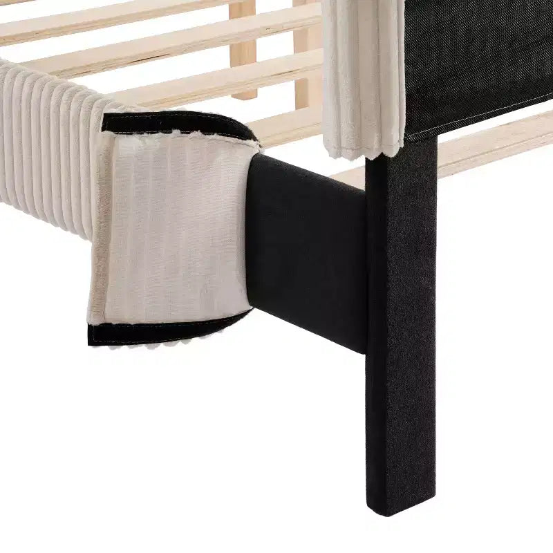 Beckman Queen Platform Bed Corduroy Upholstered with Removable Cover