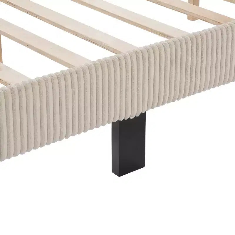 Beckman Queen Platform Bed Corduroy Upholstered with Removable Cover