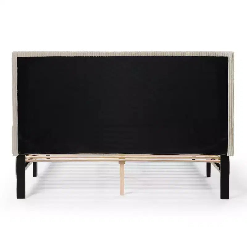 Beckman Queen Platform Bed Corduroy Upholstered with Removable Cover