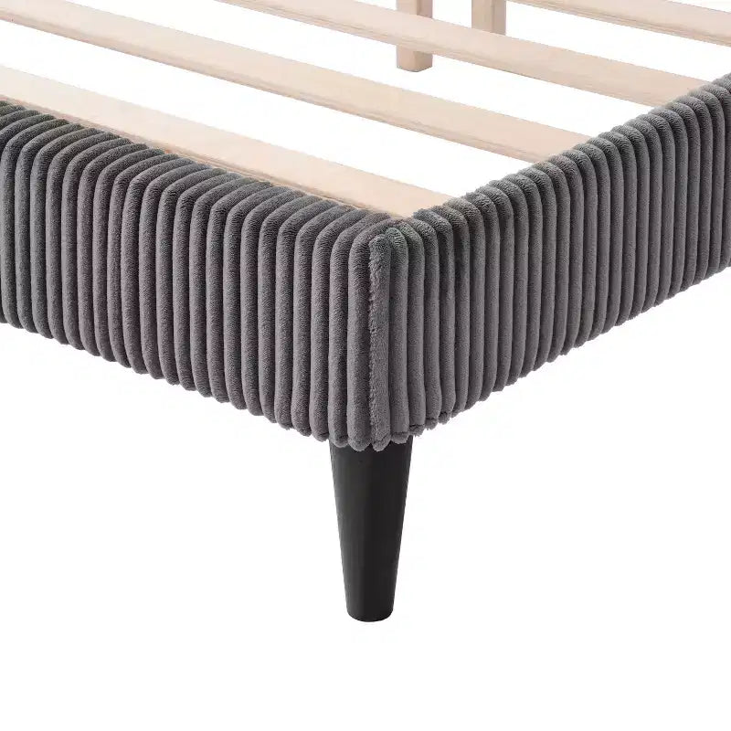 Beckman Queen Platform Bed Corduroy Upholstered with Removable Cover